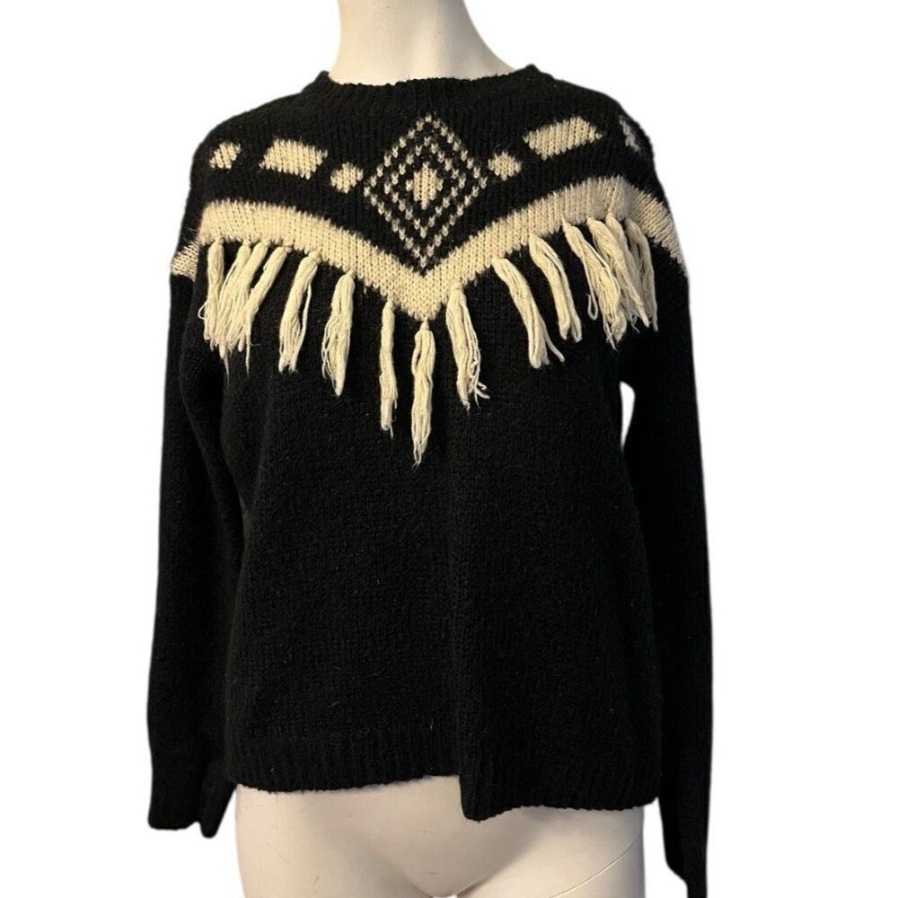 Forever 21 Womens Small Black Tassels Pullover Knit Sweater Southwest